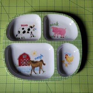 Pottery Barn Farm Animals Divided Serving Dish for Toddler